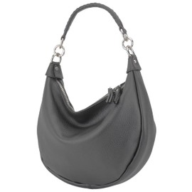 SH Leder Mina G668 Women's Crescent Shaped Bag Stylish Banana Shoulder Bag Leather 30 x 22 cm, darkgray