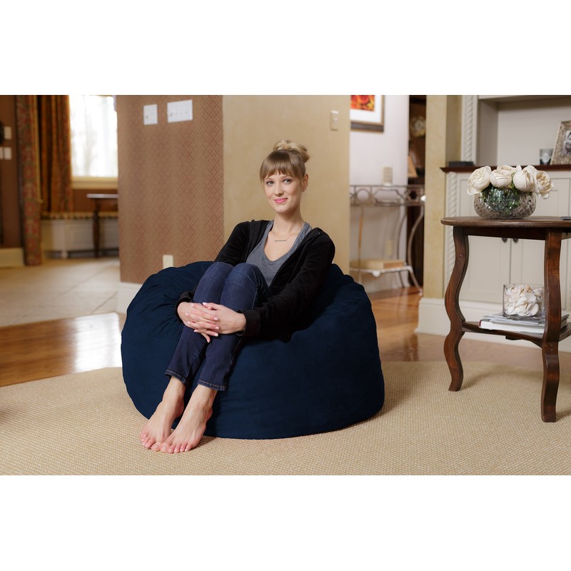 Chill Sack Memory Foam Bean Bag Chair, 3-Feet, Navy Micro