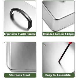 Rectangular Basting Cover, Stainless Steel Grill Cover Lid for Melting Cheese or Steaming Food, 13"(L) x 11.2"(W) x 2.5"(H), 2 Pack