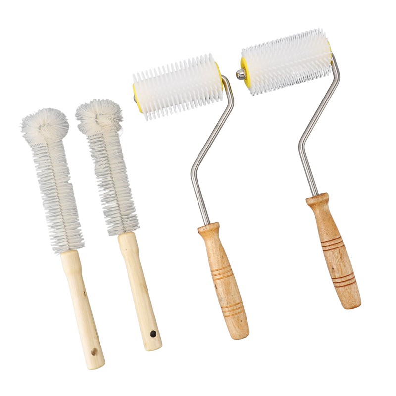 4PCS Honey Extractor Uncapping Needle Roller Wood Handle Honey Uncapper