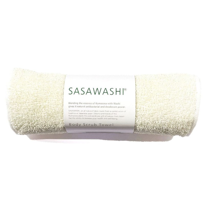 Sasawashi Body Scrub Towel, Cream