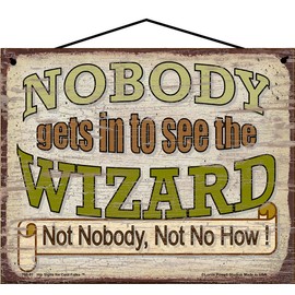 8x10 Vintage Style Sign - Nobody Gets In To See The Wizard Not Nobody Not No How - Witty Movie Quote Fun Decorative Household Home Décor