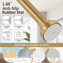 YNL Shower Curtain Rod 34-82 Inches with 12Pcs Shower Curtain Rings, Adjustable Gold Shower Rod No Drilling, Non-Slip, Never Rust, Stainless Steel, Suitable for Bathroom Window Kitchen, Gold