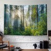 BCughia Tapestry 200 x 200 cm, Green Trees Misty Forest