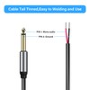 GINTOOYUN 2-Pack 6.35mm Male Plug to Bare Wire Open TRS