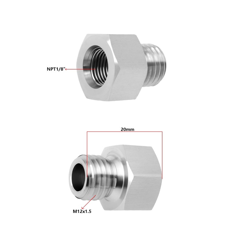eMagTech 2pcs M12x1.5 Male to 1/8NPT Female Oil Water Pressure