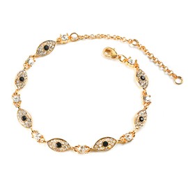 ORIGENCE Evil Eye Bracelets Gold Bracelets for Women Good Luck Amulet Bracelet Gold Plated Dainty Chain Stackable Evil Eye Charm Bracelet Protection Bracelet Minimalist Jewelry
