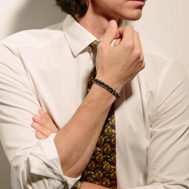 SHIEAGLELD Men's Bracelet, Handwoven Multilayer Leather Bracelet for Men, Men's Stainless Steel Bracelet, Great Gift Idea for Men, Stainless Steel