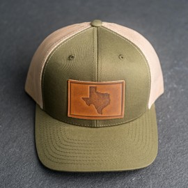 Ox & Pine Handmade Texas Patch Trucker Style Hat. Customizable. (Navy/White, Charcoal, or Green/Khaki) (State of Texas, Navy/White, Natural)