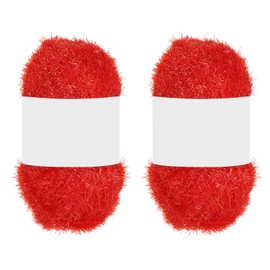 PATIKIL 2 Skeins 109 Yards Scrubbie Yarn, Sparkle Yarn Polyester Scrubbie Sparkle Red Heart Glass for Dishcloths Crocheting Knitting Blanket Rug Sweater Scarf Hat, Red