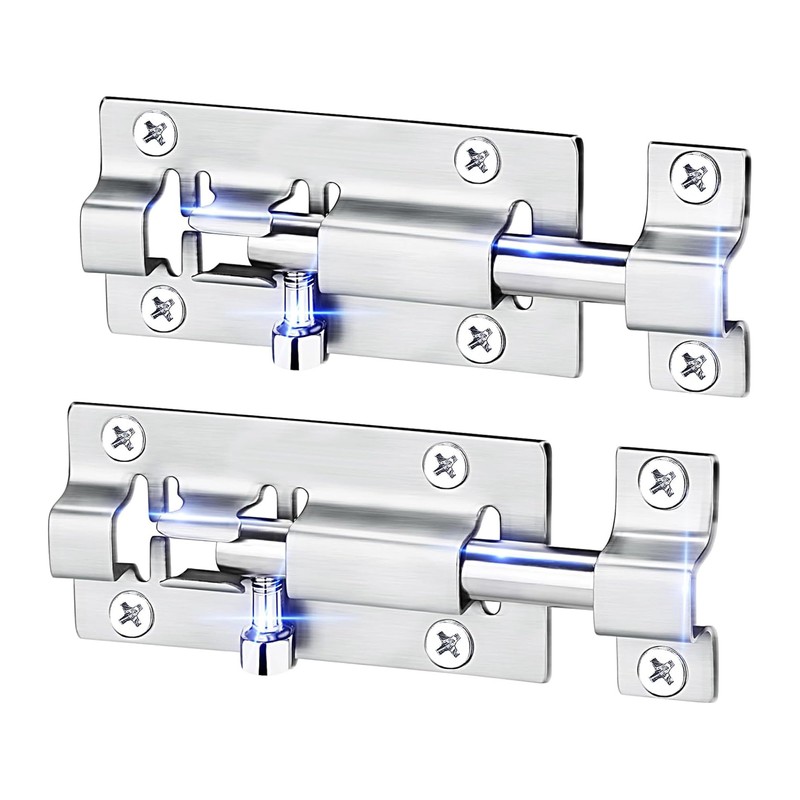 2 Pack 3" Chrome Slide Door Bolts, Stainless Steel Barrel