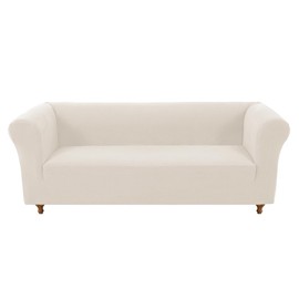 GAMUKAI 1 Piece Stretch Chesterfield Sofa Slipcover for 3 Cushion Couch Living Room Fitted Sofa Cover Pets Dogs Furniture Protector (Ivory, Sofa)