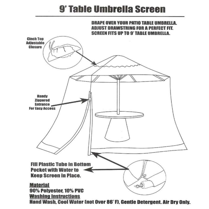 SOOSPE-MZ 10ft Patio Mosquito Netting Patio Umbrella Cover Mosquito Netting