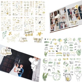 Wedding Stickers, Guest Book, Elegant Stickers for Photo Album and Scrapbooking, 2 Sets Wedding Stickers for DIY Projects and Gift Wrapping
