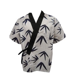 White Bamboo Print Sushi Chef Uniform (Extra Large)