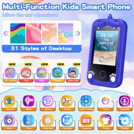Kids Phone for Boys,Toys for 3-10 Year Old Boys Girls,Christmas Birthday Gifts for Girls,Toddler Smartphone Learning Toys,Kids Toys Play Cell Phones with Camera, Games, Music