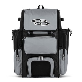 Boombah Superpack Bat Pack - Backpack Version (no wheels) - Holds up to 4 Bats - BPSPC23 Black/Gray - For Baseball or Softball