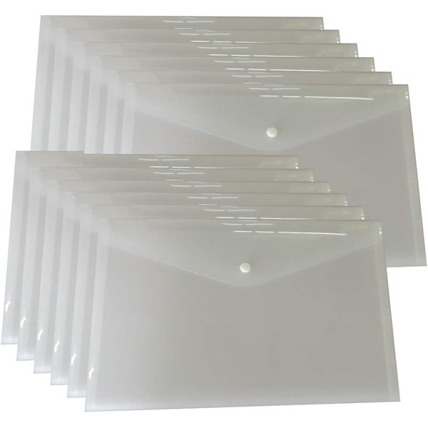 12pcs File Envelopes Clear White Document Poly Envelope Folders Plastic