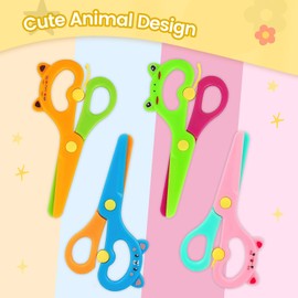 LOVESTOWN Toddler Scissors, 4PCS Blunt Tip Adaptive Safety Scissor Stocking Stuffer for Kids & Children, Playdough Tools Cutting Skills Preschool Hand-Eye Coordination Activity, DIY Craft Supplies