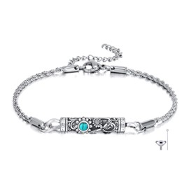 ONEFINITY Urn Bracelet For Ashes 925 Sterling Silver Bar Cremation Jewelry For Ashes Keepsake Pendant Locket Bracelet For Women Men (Dragonfly Urn Bracelet)