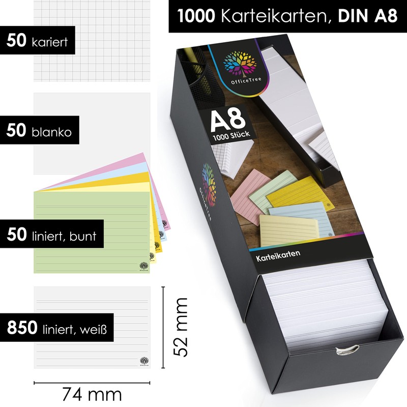 OfficeTree 1000 Index Cards Set A8 - Index Cards A8