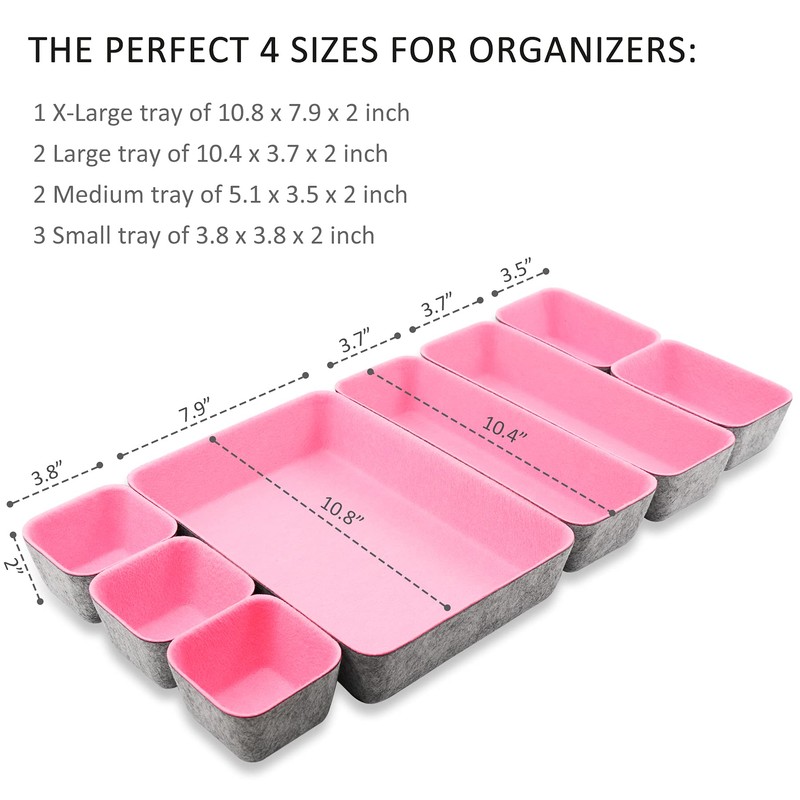 Newthinking Desk Drawer Organiser Trays, 8 Pack Square Organizer Box