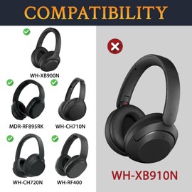SOULWIT Ear Pads Cushions for Sony WH-XB900N/WH-CH710N(WHCH710N WHCH710 CH710)/WH-CH720N(WHCH720 CH720)/WH-RF400(WHRF400)/MDR-RF895RK Headphones, Earpads with Soft Protein Leather - Red Storm