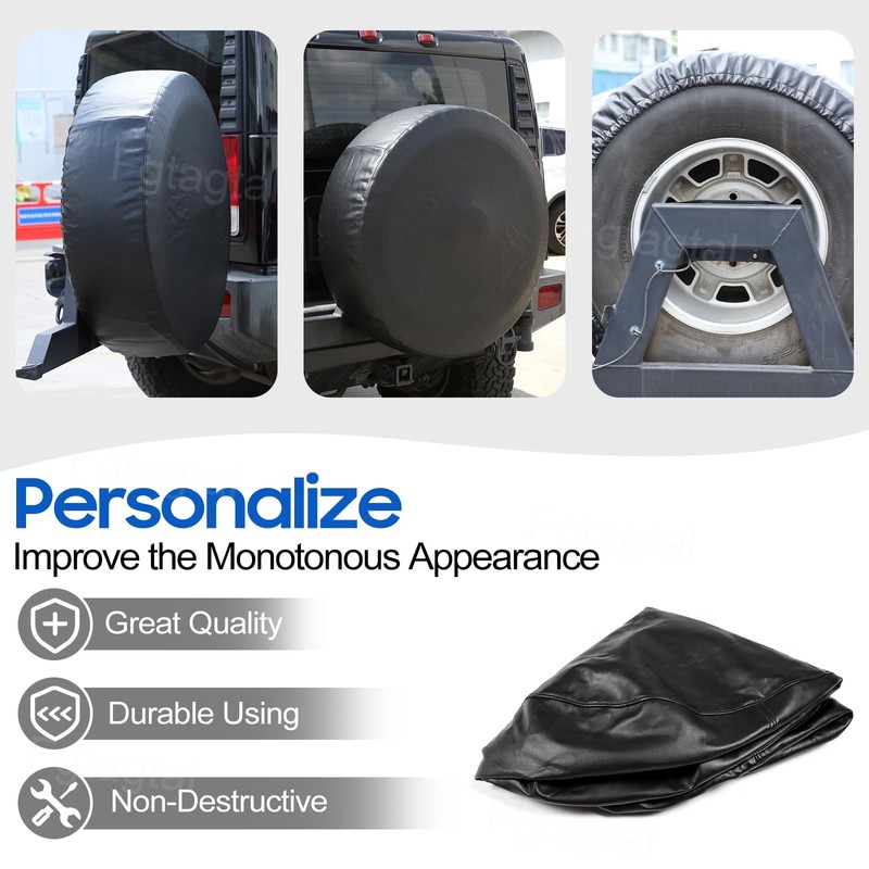 Compatible with Hummer H2 2003-2009 Soft Tire Cover, Leather Spare