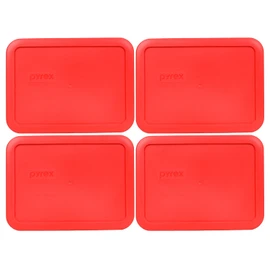 Pyrex 7210-PC 3-Cup Red Food Storage Replacement Lid (4-Pack) - Made in USA