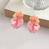 GUOXIAOMEI Chiffon Acrylic Rose Petal Earrings Dangle Exaggerated Flower Earrings