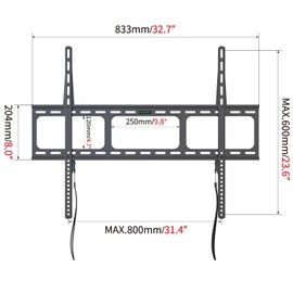 Gibbon Mounts Fixed TV Wall Mounts- Low Profile TV Bracket Mounts for Most 42-100" LED/LCD Flat Screen TVs, 0.63''Ultra Slim, Max.VESA 800X600, Up to 220lbs Capacity