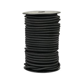 1/4 Inch Black Bungee Cord Roll, 100 Feet Heavy Duty Elastic Shock Cord Nylon Stretch String Kayak Bungee Rope for Luggage, Camping, Kayak, Tent Pole, Tie Downs (Black, 1/4 inch x 100 ft)