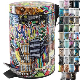 Sanilo Trash Can 0.8 Gallon with Soft Close, Many New Cosmetic and Kitchen Waste Bins Available, Bathroom Bin with Inner Bucket (Graffiti)