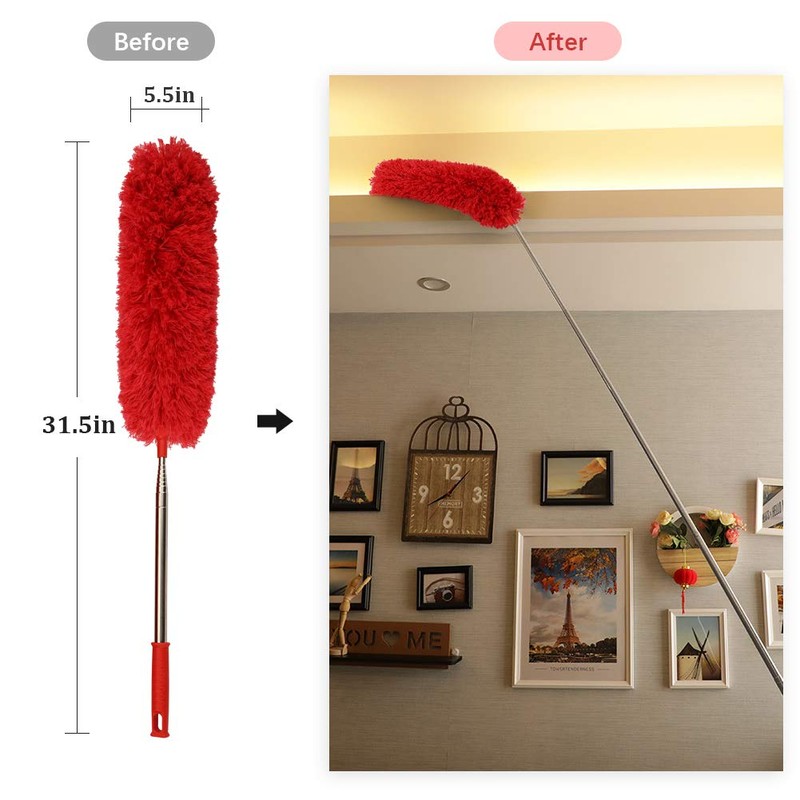 DELUX Microfiber Feather Duster Extendable Cobweb Duster with 100 inches