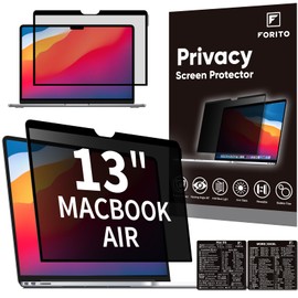 F FORITO Laptop Privacy Screen Compatible with Macbook Air 13 Inch(2018, 2019, 2020, 2021, M1), Removable Anti Blue Light Crystal Clear Computer Privacy Screen Protector