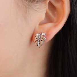 TseenYi Leaf Studs Earrings Silver Hollow Palm Leaf Earrings Personlize Tropical Earrings Jewelry for Women and Girls