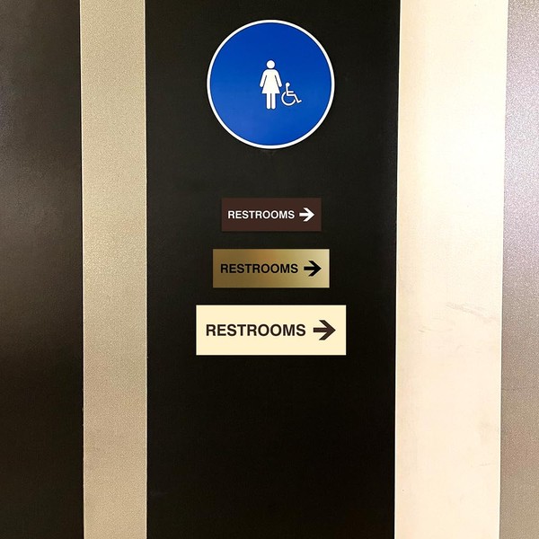 Signs ByLITA Basic Restrooms Right Arrow Directional Sign (Brushed Silver)