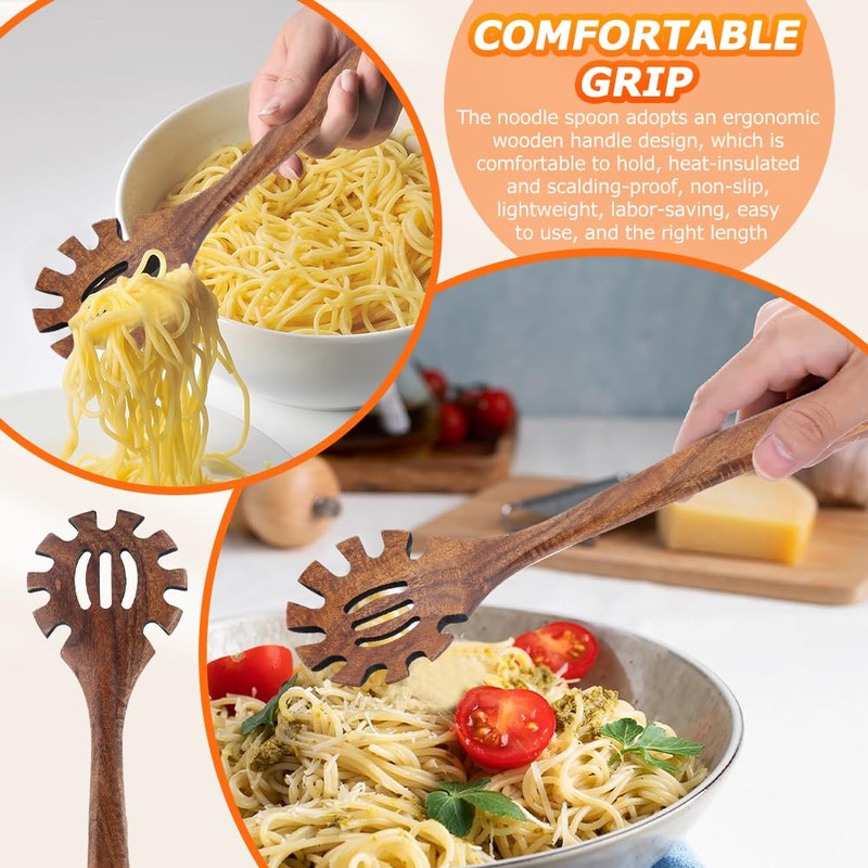 Wood Spaghetti Spoon, 12.99 Inch Long Wood Pasta Spoon Spaghetti