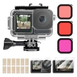 Waterproof Case for DJI Osmo Action 4 Action 3, 196ft Clear Underwater Diving Housing Shell with 3 Filters and Bracket Accessories, Action Camera Protective Case