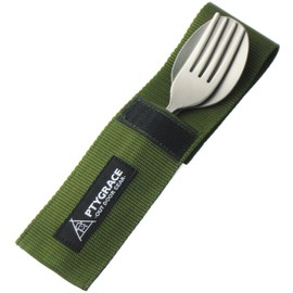 Katsurika Shoji PTYGRACE Titanium Spoon and Fork Set, Large, Storage Case Included, Made in Japan