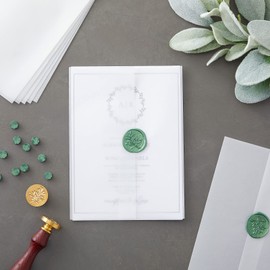 100 Pack Vellum Jackets for 5x7 Invitations, Pre-Folded Bulk Transparent Paper Envelope Liners for Wedding Cards and Scrapbooking