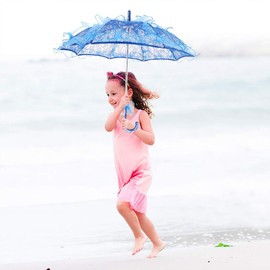 A sixx Lace Parasol Umbrella,Bridal Lace Cotton Umbrella for Wedding Parties Dancing Photography Prop Lace Umbrella Wedding Umbrella For Wedding Gift Photo Props Kids Gift(Blue)