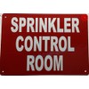 SPRINKLER CONTROL ROOM SIGN (RED REFLECTIVE. 7X10 INCH,HEAVY DUTY, RUST