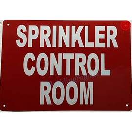 SPRINKLER CONTROL ROOM SIGN (RED REFLECTIVE. 7X10 INCH,HEAVY DUTY, RUST FREE, ALUMINIUM)