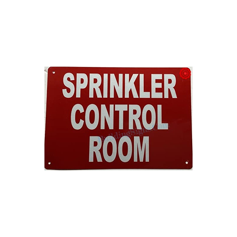 SPRINKLER CONTROL ROOM SIGN (RED REFLECTIVE. 7X10 INCH,HEAVY DUTY, RUST