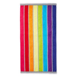 Allure Rainbow Stripe Beach Towel 70 x 140cm - 100% Cotton, Super Soft & Absorbent, Lightweight Travel Towel for Poolside, Beach