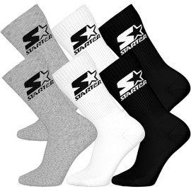 STARTER 6 pack crew socks, Grey-White-Black, 35 - 38