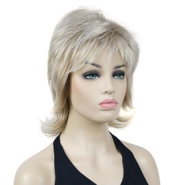 Lydell 16" Long Soft Shaggy Layered Wig Classic Cap Full Natural Synthetic Wigs (15BT613 Blonde Mix)