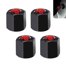 MLY 4 PCS Car Tire Valve Caps Skull Design, Airtight Dust Proof Valve Stem Caps, Red Car Accessories for Women, Universal Replacement Tire Caps for Cars Trucks Motorcycles Suvs Bikes (Red)