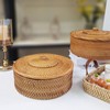Rattan Basket With Lid, Lidded Wicker Storage Basket for Organizing,